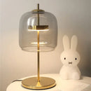 Modern amber & gray glass table lamp bedroom led gold light