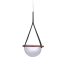 Modern amber & gray handmade leather glass pendant lamp bedroom