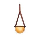 Modern amber & gray handmade leather glass pendant lamp bedroom