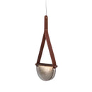 Modern amber & gray handmade leather glass pendant lamp bedroom