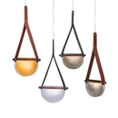 Modern amber & gray handmade leather glass pendant lamp bedroom