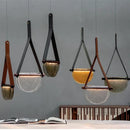 Modern amber & matte gray handmade glass pendant lamp bedroom light