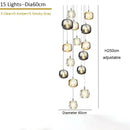 Modern amber & smoky grey crystal staircase chandelier dining room