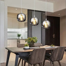 Modern amber & smoky grey crystal staircase chandelier dining room