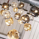 Modern amber & smoky grey crystal staircase chandelier dining room