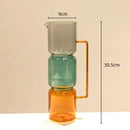 Modern amber & teal double glazing stained glass vase living room decor