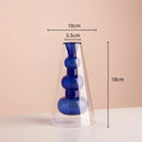 Modern amber & teal double glazing stained glass vase living room decor