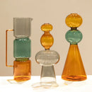 Modern amber & teal double glazing stained glass vase living room decor