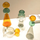 Modern amber & teal double glazing stained glass vase living room decor