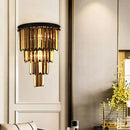 Modern amber tiered crystal wall mounted lamp living room fixture