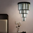 Modern amber tiered crystal wall mounted lamp living room fixture