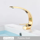 Modern arched brushed gold basin faucet bathroom mixer