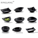 Modern asymmetrical black melamine plastic dipping sauce bowls dining