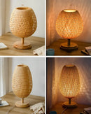 Modern bamboo weave table lamp bedroom woven light