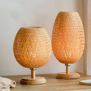 Modern bamboo weave table lamp bedroom woven light