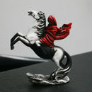 Modern banksy red knight statue black & white horse living room decor
