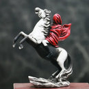 Modern banksy red knight statue black & white horse living room decor