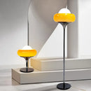 Modern bauhaus table lamp yellow & white glass bedroom light