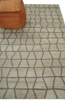 Modern Beige and Brown Geometric 5x7 Blended Wool Flatwoven Area Rug