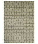 Modern Beige and Brown Geometric 5x7 Blended Wool Flatwoven Area Rug