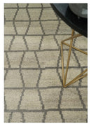 Modern Beige and Brown Geometric 5x7 Blended Wool Flatwoven Area Rug