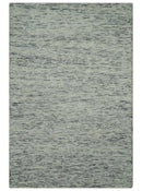 Modern Beige and Charcoal Solid Shaded Hand Tufted Natural Wool Area Rug