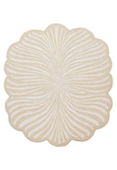Modern Beige Blossom Hand Tufted 5x5 Wool Rug