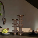 DecorBites™ Beige Brown Travertine Marble Candle Holder with Metal Base