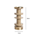 DecorBites™ Beige Brown Travertine Marble Candle Holder with Metal Base
