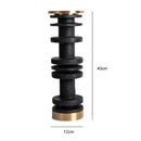 DecorBites™ Beige Brown Travertine Marble Candle Holder with Metal Base
