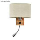 Modern beige fabric bedside reading lamp bedroom 5 inch fixture