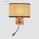 Modern beige fabric bedside reading lamp bedroom 5 inch fixture