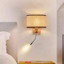 Modern beige fabric bedside reading lamp bedroom 5 inch fixture
