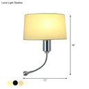 Modern beige fabric flush wall sconce bedroom reading light