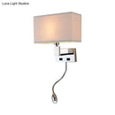 Modern beige fabric led wall sconce with spotlight for bedroom