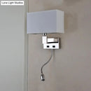 Modern beige fabric led wall sconce with spotlight for bedroom