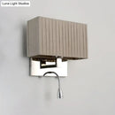 Modern beige fabric rectangle wired electric wall sconce bedroom light