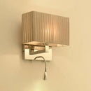 Modern beige fabric rectangle wired electric wall sconce bedroom light