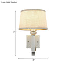 Modern beige fabric wall sconce crystal accent bedroom light