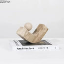 Modern beige geometric stone sculpture living room desk decoration