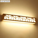 Modern beige geometric wooden wall lamp for bathroom