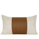 Modern beige & gold houndstooth jacquard lumbar pillow bedroom decor