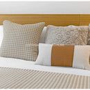 DecorBites™ Beige Gold Houndstooth Jacquard Lumbar Pillowcase for Modern Interiors