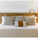 DecorBites™ Beige Gold Houndstooth Jacquard Lumbar Pillowcase for Modern Interiors