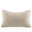 DecorBites™ Beige Gold Houndstooth Jacquard Lumbar Pillowcase for Modern Interiors