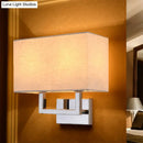 DecorBites™ Modern Rectangular Beige LED Fabric Wall Sconce for Bedside Lighting