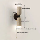 Modern beige stone and wood wall light fixture bedroom sconce