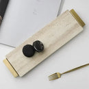 Modern beige travertine stone tray kitchen gold handle decor