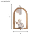 Modern beige wooden arched wall lamp with bird decor for bedroom