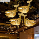 Modern beige wooden whale kids pendant light bedroom hanging lamp